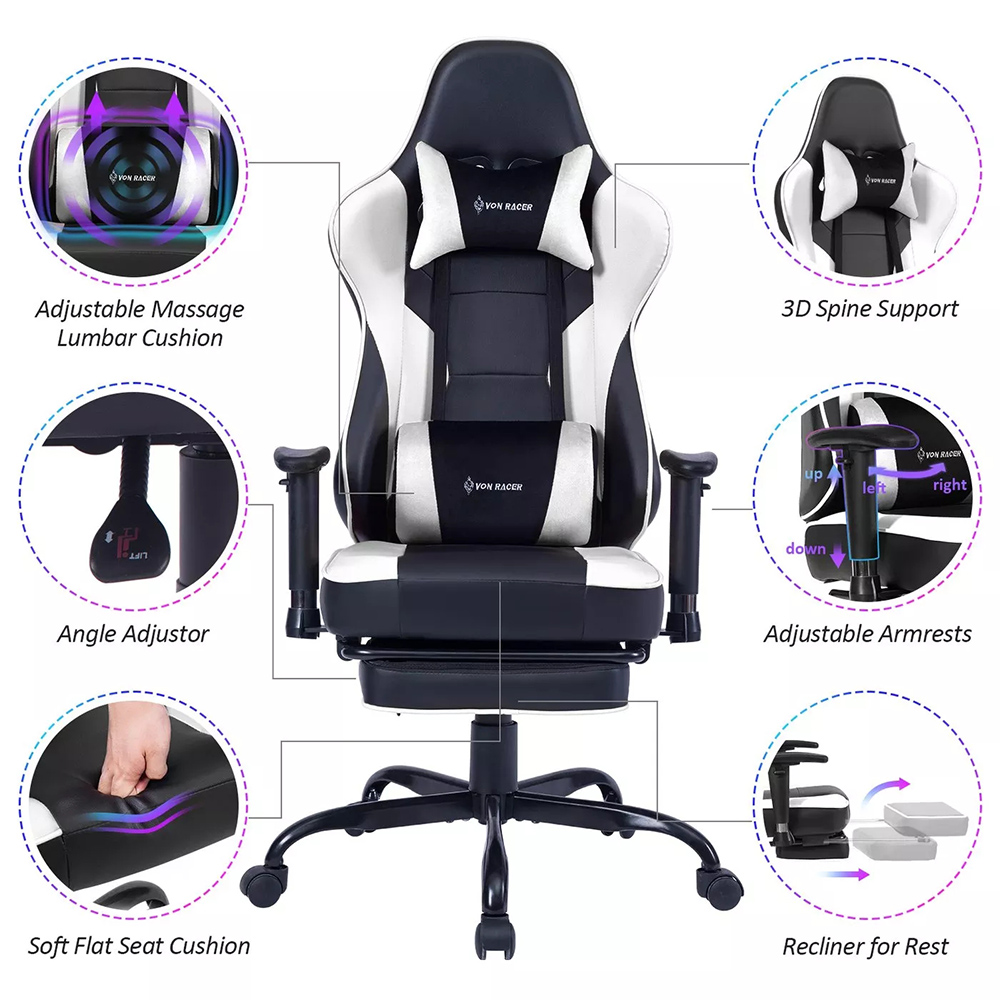 Von racer ergonomic gaming shop chair 8280 pink