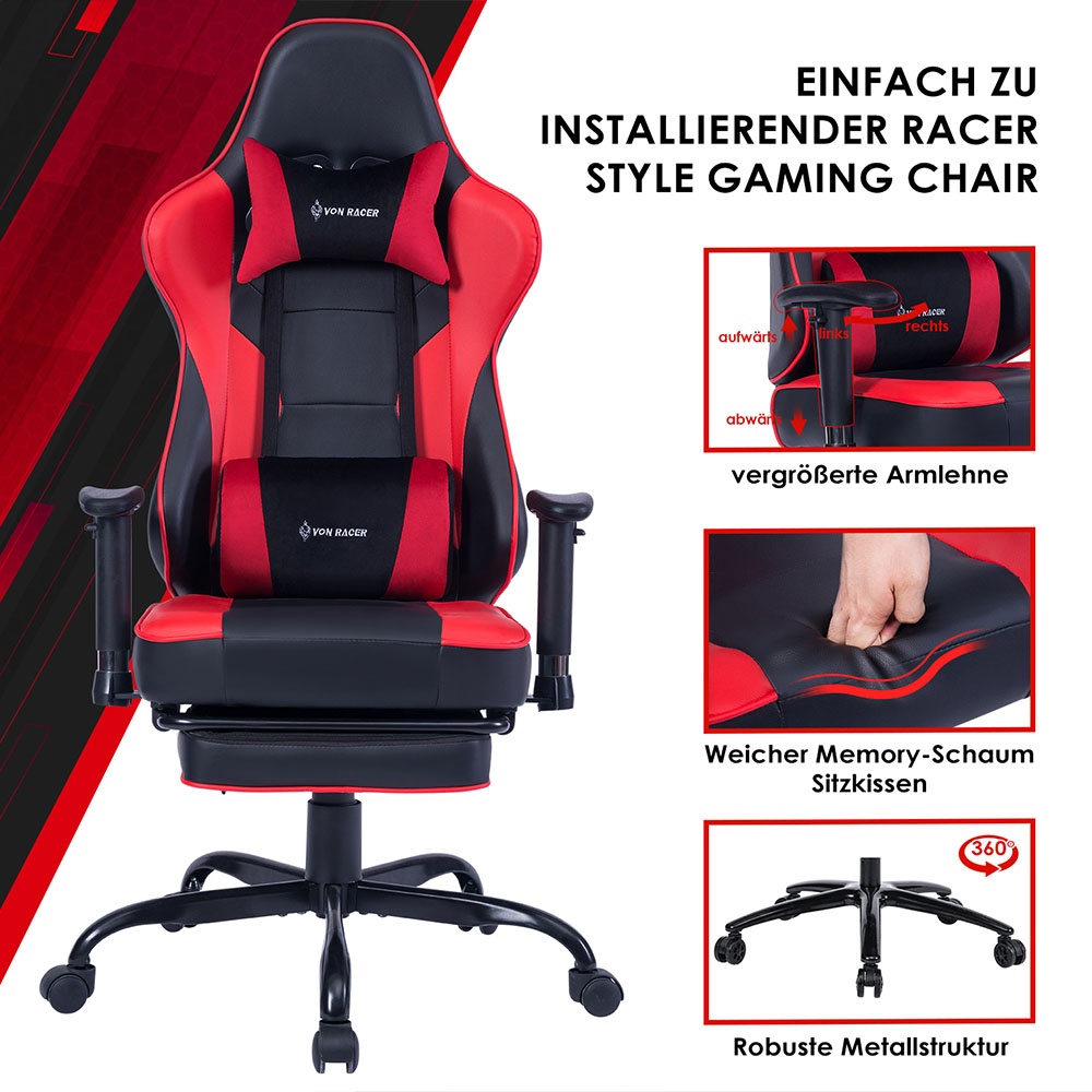 Von racer ergonomic gaming hotsell chair 8280 pink